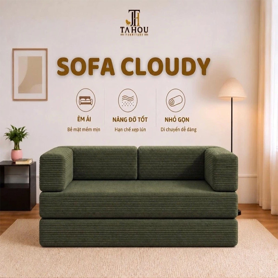 Sofa Giường Đa Năng Cloudy, Sofa Teddy Thư Giãn Nén Chân Không